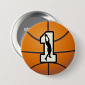 Nummer 1 Basketball en speler Ronde Button 7,6 Cm (Voorkant /achterkant)
