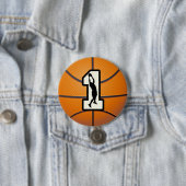 Nummer 1 Basketball en speler Ronde Button 7,6 Cm (In situ)