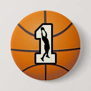 Nummer 1 Basketball en speler Ronde Button 7,6 Cm