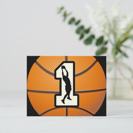 Nummer 1 Basketball en spelers Briefkaart (Staand voorkant)