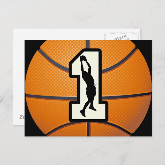 Nummer 1 Basketball en spelers Briefkaart (Voorkant / Achterkant)
