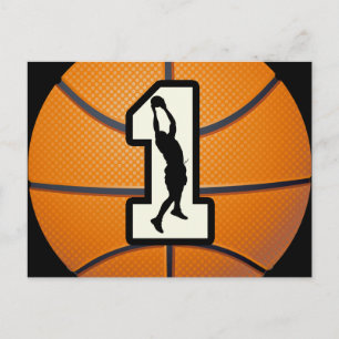 Nummer 1 Basketball en spelers Briefkaart