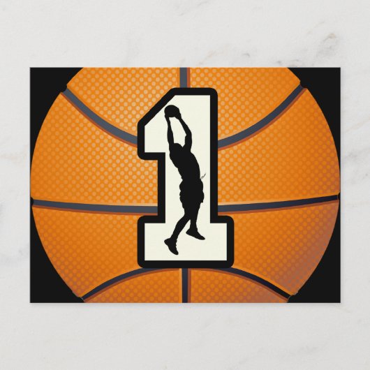 Nummer 1 Basketball en spelers Briefkaart (Voorkant)