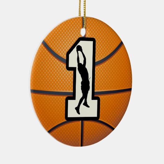 Nummer 1 Basketball Keramisch Ornament (Rechts)