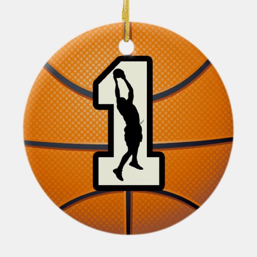 Nummer 1 Basketball Keramisch Ornament (Achterkant)