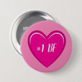 Nummer 1 BF Simple Pink Heart Grafisch Ronde Button 7,6 Cm (Voorkant /achterkant)