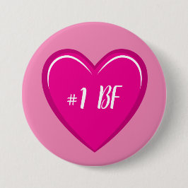 Nummer 1 BF Simple Pink Heart Grafisch Ronde Button 7,6 Cm
