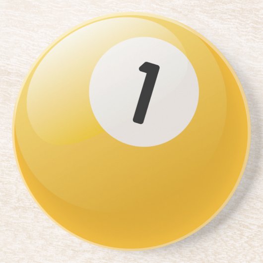 Nummer 1 Billiards Ball Zandsteen Onderzetter (Voorkant)