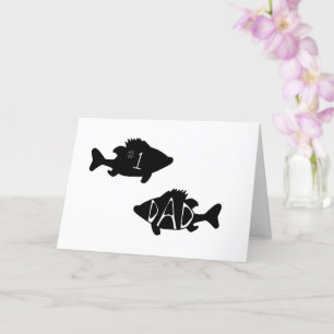 Nummer 1 Dad Fish Cool Modern Wit Zwart Tekening Kaart