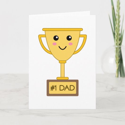 Nummer 1 Dad Schattigee Trofee Vaderdag Kaart (Voorkant)