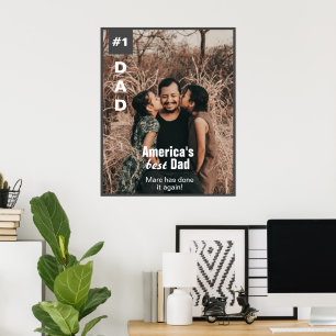 Nummer 1 Dad Voeg Foto Fun Magazine Hoesje toe Poster