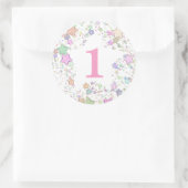Nummer 1 Een Eerste Verjaardag Pastel Sterren Ronde Sticker (Tas)