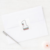 Nummer 1 Een Schattigee regenboog verjaardagsnumme Vierkante Sticker (Envelop)