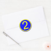 Nummer 1 in een cirkel, blauwe achtergrond ronde sticker (Envelop)