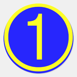 nummer 1 in een cirkel ronde sticker