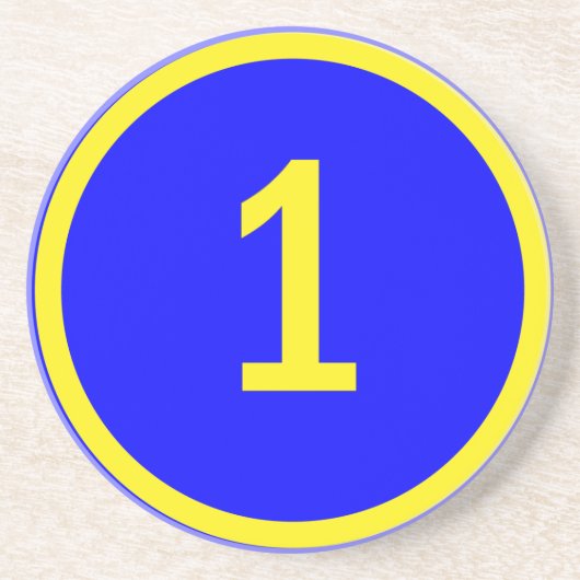 nummer 1 in een cirkel zandsteen onderzetter (Voorkant)