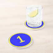 nummer 1 in een cirkel zandsteen onderzetter (Zijkant)