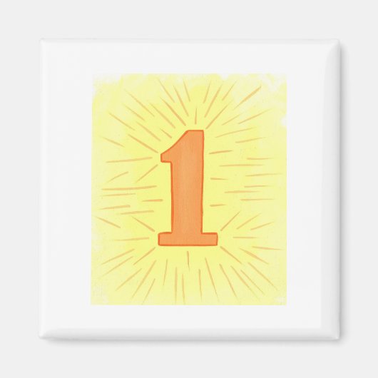 Nummer 1 in Oranje en gele magneten (Voorkant)