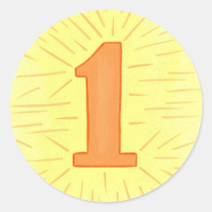 Nummer 1 in Oranje en gele Stickers