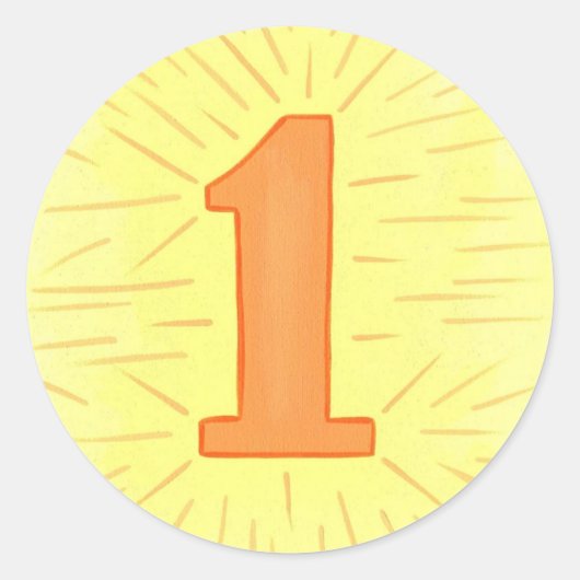 Nummer 1 in Oranje en gele Stickers (Voorkant)