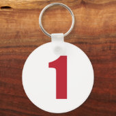 Nummer 1 in rood op witte sleutelhanger (Voorkant)