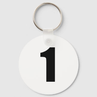nummer 1 in zwart op witte knop sleutelhanger