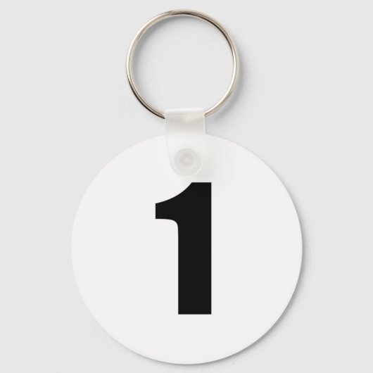 nummer 1 in zwart op witte knop sleutelhanger (Voorkant)