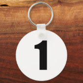 nummer 1 in zwart op witte knop sleutelhanger (Voorkant)