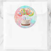 Nummer 1 kaars op taart, gelukkige verjaardag, kle ronde sticker (Tas)