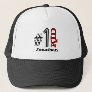Nummer 1 KIND Aangepaste naam Rood zwart-wit V03 Trucker Pet