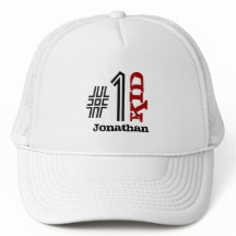 Nummer 1 KIND Aangepaste naam Rood zwart-wit V03