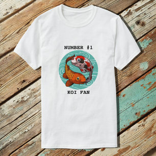 Nummer 1 Koi Fan Twee Koi Karper Zwemmen Cartoon T-shirt