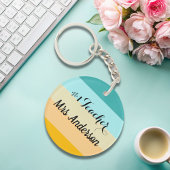 Nummer 1 leraar gepersonaliseerd kleurrijk sleutelhanger