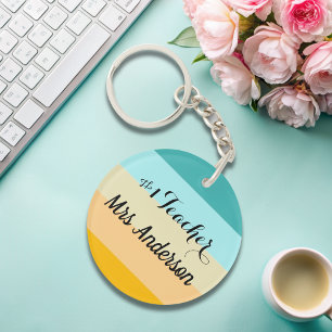 Nummer 1 leraar gepersonaliseerd kleurrijk sleutelhanger