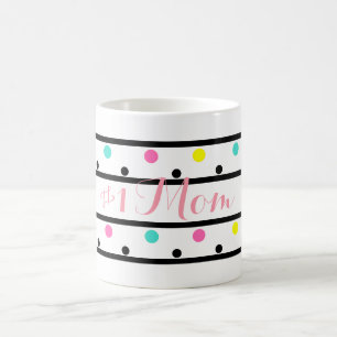 Nummer 1 mam Black Polka Dots Koffiemok