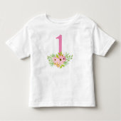 Nummer 1 met bloemen kinder shirts (Voorkant)