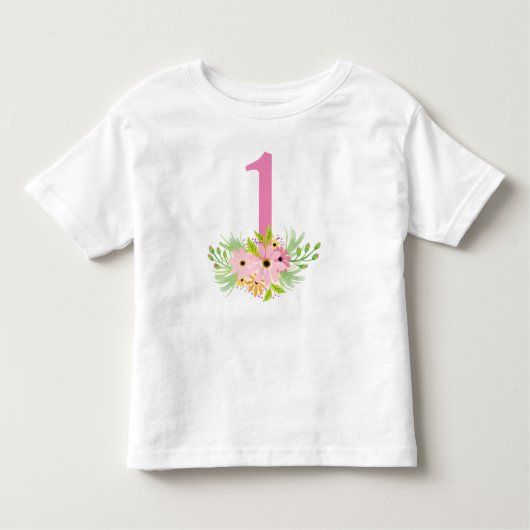 Nummer 1 met bloemen kinder shirts (Voorkant)