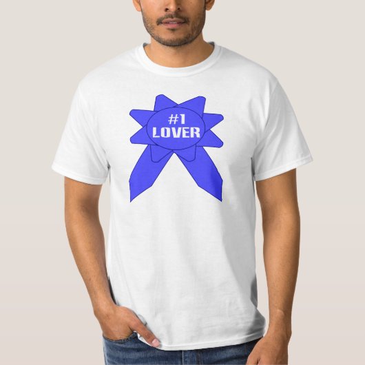 Nummer 1 Minnaar Blauwe Lint T-shirt (Voorkant)