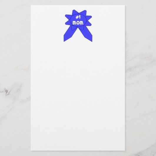 Nummer 1 Moeder Blauwe Lint Briefpapier (Voorkant)