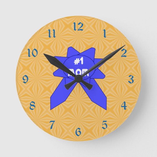 Nummer 1 Moeder Blauwe Lint Ronde Klok (Voorkant)