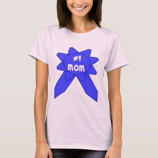 Nummer 1 Moeder Blauwe Lint T-shirt (Voorkant)