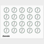 Nummer 1 Monogram Minimalistische Botanische krans Ronde Sticker (Vel)
