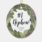Nummer 1 Nephew gepersonaliseerd cadeau van tante  Keramisch Ornament (Links)