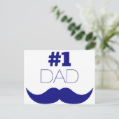 Nummer 1 Pap Blue Mustache - Nummer 1 Briefkaart (Staand voorkant)