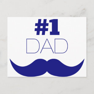 Nummer 1 Pap Blue Mustache - Nummer 1 Briefkaart
