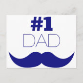Nummer 1 Pap Blue Mustache - Nummer 1 Briefkaart (Voorkant)