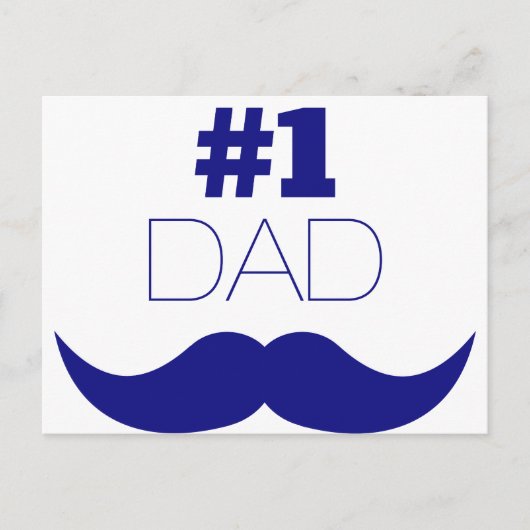 Nummer 1 Pap Blue Mustache - Nummer 1 Briefkaart (Voorkant)