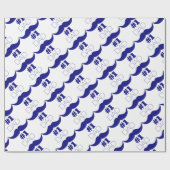 Nummer 1 Pap Blue Mustache - Nummer 1 Cadeaupapier (Vlak)