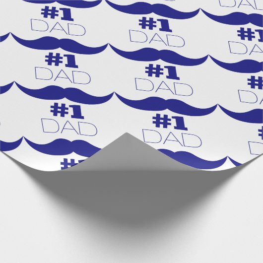 Nummer 1 Pap Blue Mustache - Nummer 1 Cadeaupapier (Hoek)