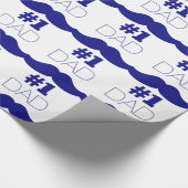 Nummer 1 Pap Blue Mustache - Nummer 1 Cadeaupapier (Hoek)